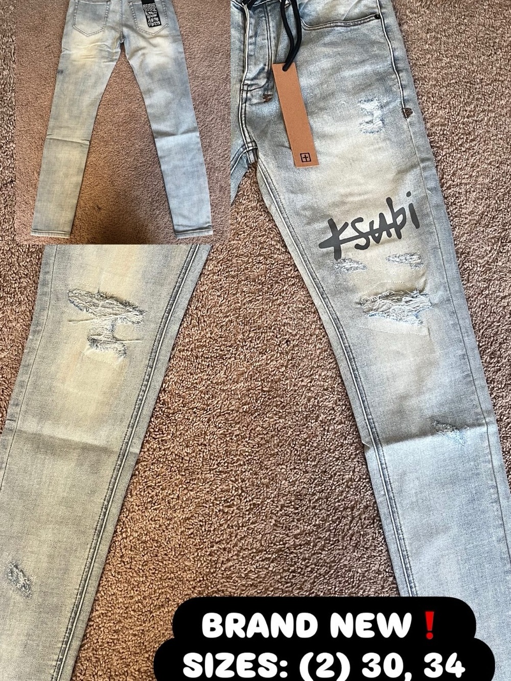 Ksubi Light Grey Distressed Skinny Jeans